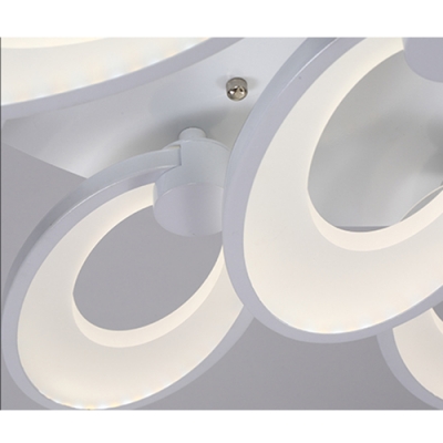 4/6 Lights Oval LED Semi Flush Light Modernism Acrylic Ceiling Lamp in Warm/White/Neutral