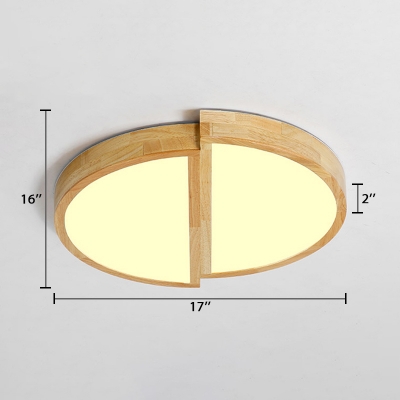 Acrylic Half Round LED Ceiling Light Contemporary Flush Mount Light in Wood for Living Room