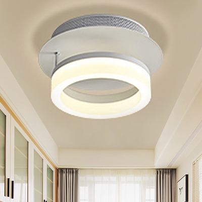 Contemporary Circle Ceiling Light Acrylic Shade LED Semi Flush Mount in Warm/White for Foyer