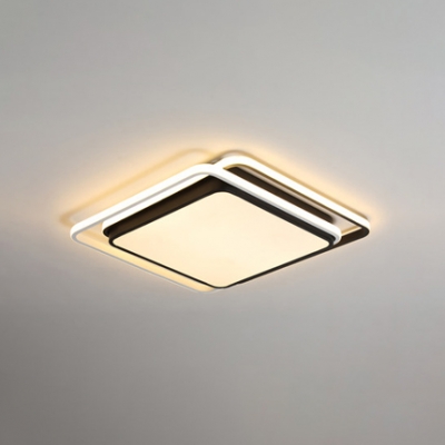 Contemporary Geometric Pattern Flushmount Acrylic LED Ceiling Light in Black for Staircase