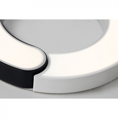 Donut Shape LED Flush Mount with Acrylic Shade Modern Design Lighting Fixture in Black and White
