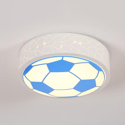 Drum LED Flush Light with Blue/Pink/Red Football Design Amusement Park Metal Lighting Fixture