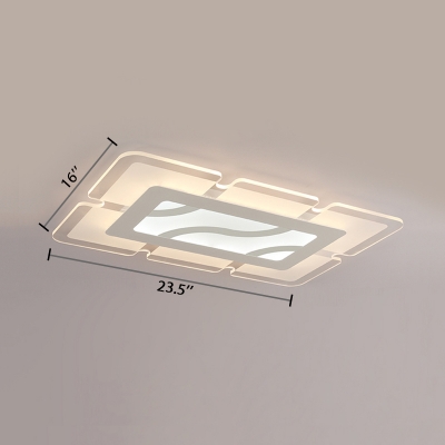 Modern Chic Rectangular Flushmount Acrylic Surface Mount LED Light in White for Office Sitting Room