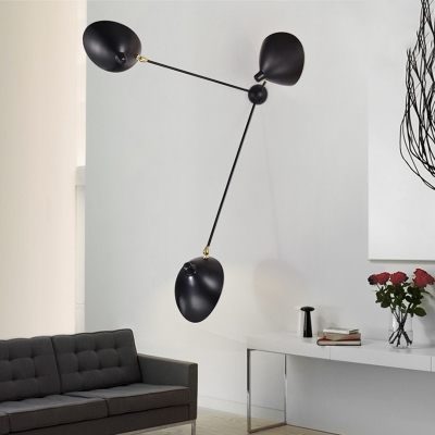 Rotatable 3 Lights Duckbill Wall Lamp Contemporary Metallic Wall Mount Light in Black for Sitting Room