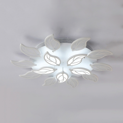 Tiered LED Ceiling Light with Leaf Design Modernism Acrylic Multi Light Indoor Lighting Fixture in White