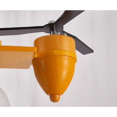 Toy Airplane 3 Lights Hanging Light with Frosted Glass Shade Blue Finish Suspension Light for Kindergarten