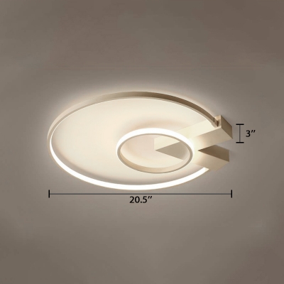 V Shape Canopy LED Ceiling Lamp with Ring Shade Modern Chic Metallic Flush Light in Gold