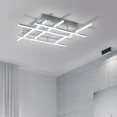 White Crossed Lines Semi Flush Mount Light Modernism Silicon Gel Multi Lights LED Ceiling Lamp