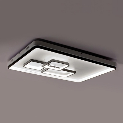 White Linear Canopy Ceiling Flush Contemporary Metallic LED Flush Mount Light for Gallery
