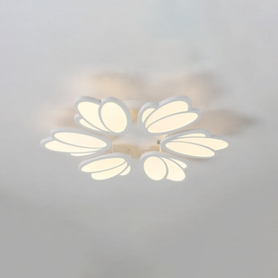 3/6 Heads Tulip Ceiling Light with Round Metal Canopy Modern Fashion LED Lighting Fixture in White