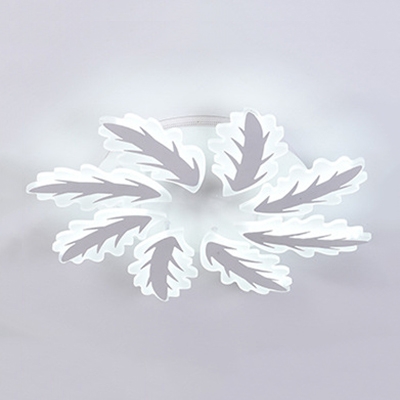 6/8 Lights Semi Flush Mount with Leaves Stylish Acrylic LED Ceiling Fixture for Sitting Room