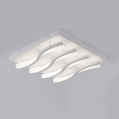 Acrylic Wave Bar Semi Flush Mount Modernism Decorative LED Ceiling Lamp in Warm/White