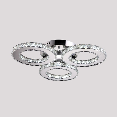 Circular Ring LED Ceiling Flush Mount Modern Fashion Clear Crystal Indoor Lighting Fixture