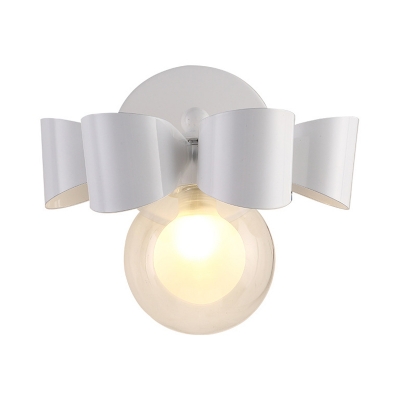Clear Glass Mini Ball Sconce Light Nordic Style Single Light LED Wall Lamp in White for Porch