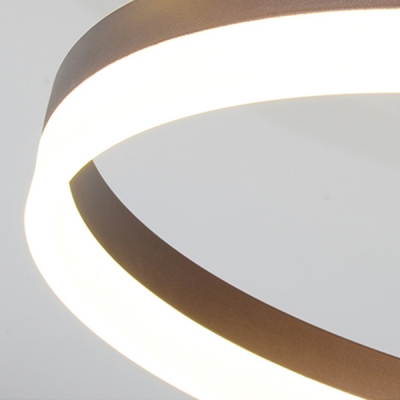 Dual Ring LED Flush Ceiling Light Modern Fashion Acrylic Shade Flush Mount in Brown