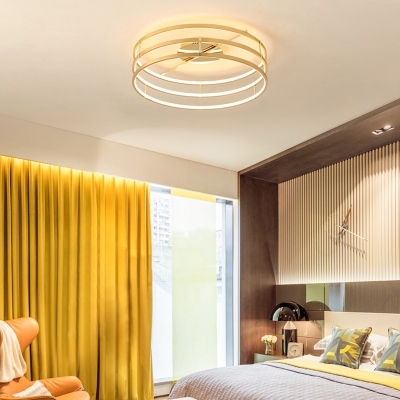 Metallic 3 Rings Ceiling Lamp Modernism Minimalist LED Lighting Fixture in Gold for Corridor
