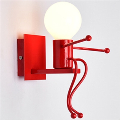 Metallic Bare Bulb Wall Mount Light Kindergarten Single Light Decorative Wall Lamp in Red