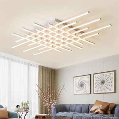 Modern Linear Ceiling Flush Mount Acrylic 6/8/10/12 Lights LED Flush Light in White