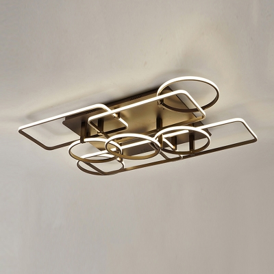 Multi-Layer Surface Mount Ceiling Light Modern Metallic 6/7/9 Heads LED Semi Flush Light in Brown