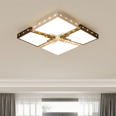 Nordic Style Beaded Ceiling Fixture With Trapezoid Metallic