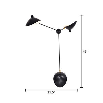 Rotatable 3 Lights Duckbill Wall Lamp Contemporary Metallic Wall Mount Light in Black for Sitting Room