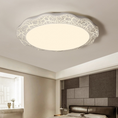 Scalloped Flush Light with Crack Pattern Contemporary Acrylic LED Flush Mount Light in Warm/White