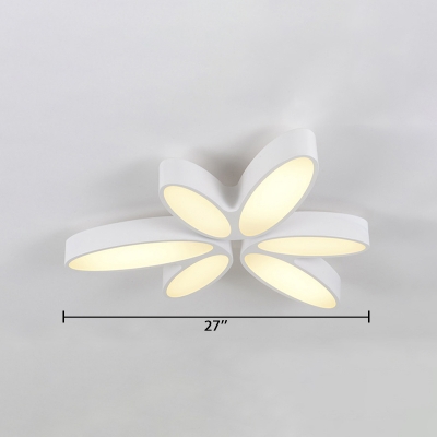 White Bloom Shape LED Ceiling Lamp with Metal Canopy Modernism Lighting Fixture