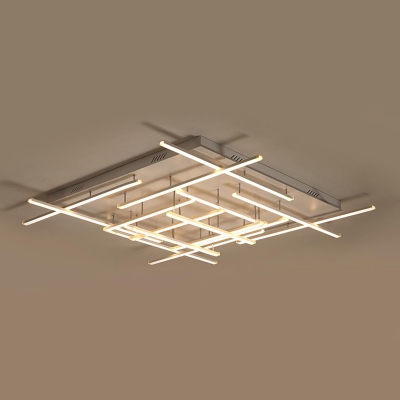 White Crossed Lines Semi Flush Mount Light Modernism Silicon Gel Multi Lights LED Ceiling Lamp
