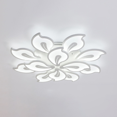 White Tiered Indoor Lighting Fixture with Acrylic Shade Modern Multi Light LED Semi Flush Mount Light