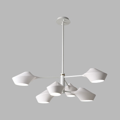 2 Tiers Suspended Light Modern Fashion Metallic 6 Lights Chandelier in White for Living Room