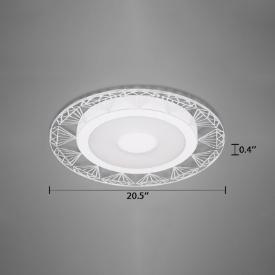 Acrylic Disc Surface Mount Ceiling Light with Diamond Pattern Concise LED Flushmount in Warm/White