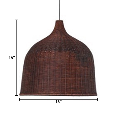 Bell Shade Drop Ceiling Lighting Modern Chic Knit 1 Head Pendant Light in Brown for Coffee Shop