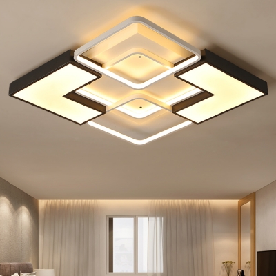 Blocks Shape Flush Light with Acrylic Shade Contemporary LED Ceiling Lamp in Warm/White