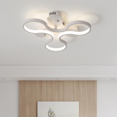 Curved Semi Flush Mount Light Modern Fashion Art Deco Acrylic LED Ceiling Fixture in White