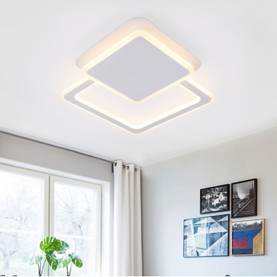 Geometric Square Flush Light Fixture Modernism Stylish Acrylic Flush Light in Integrated LED