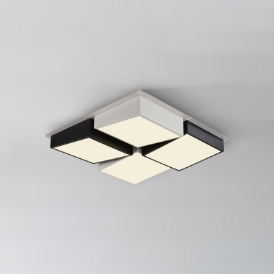 Geometric Square LED Lighting Fixture Simple Concise Acrylic Ceiling Flush Mount in Black and White