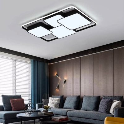 Simplicity Ultra Thin Flush Light with 4 Square Metallic LED Ceiling Light in Warm/White