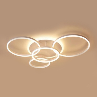 Thin Ring LED Flush Ceiling Light Simplicity Acrylic 2/3/5/6 Heads Flush Light in Integrated LED