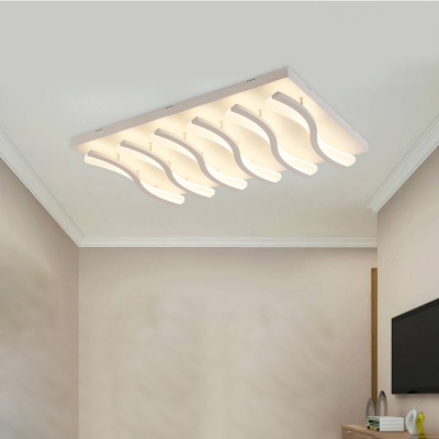 Wave LED Semi Flush Mount Light Minimalist Modern Acrylic Shade Ceiling Lamp in White