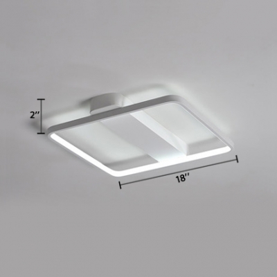White Square Frame Ceiling Lamp Minimalist Acrylic LED Flush Light Fixture for Corridor