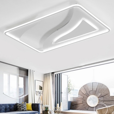 White Ultra Thin Ceiling Lamp Contemporary Acrylic LED Flush Lighting for Living Room