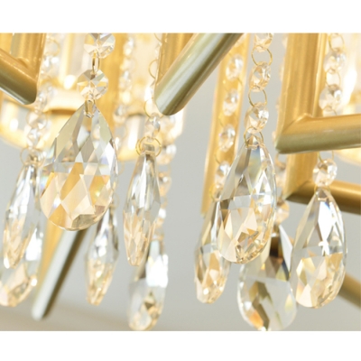 3/6 Lights Round Chandelier Light Vintage Clear Crystal Hanging Lamp in Champagne Gold