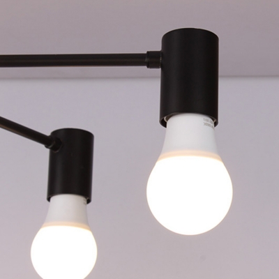 6 Heads Branch Chandelier Lamp Industrial Modern Metallic Suspended Light in Black
