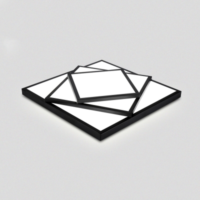 Creative Rubik's Cube LED Ceiling Light Modern Fashion Acrylic Flush Light Fixture in Black