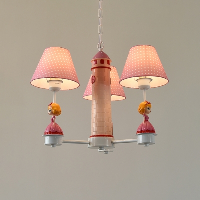 Lighthouse Hanging Light with Blue Prince/Pink Princess Kids Room Resin Triple Lights Chandelier