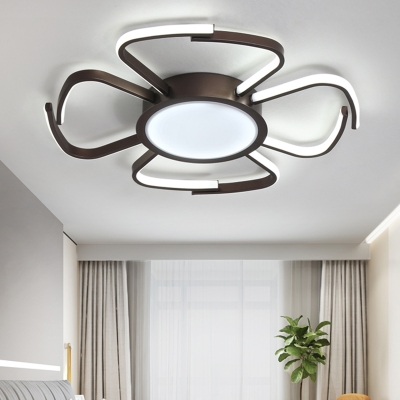 Nordic Bloom Shape Ceiling Fixture Metallic LED Flush Mount in Warm/White/Neutral