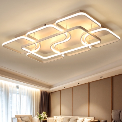 Nordic Modern Geometric Semi Flush Mount Aluminum Decorative LED Ceiling Lamp in Warm/White