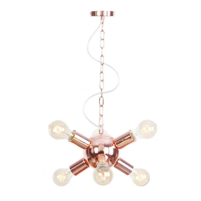 Open Bulb Drop Ceiling Lighting Industrial Modern Metal Multi Light Hanging Lamp in Rose Gold