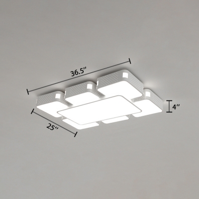Simple Concise Blocks Flush Mount Metallic LED Flush Light Fixture in Warm/White for Exhibition Hall