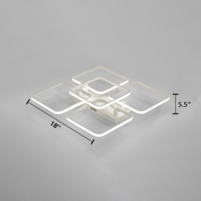 Square Surface Mount LED Light Minimalist Metal Multi Light Eye Protection Ceiling Lamp in White